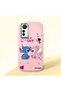 Mi 12 Lite Compatible Case Camera Protector Pink Stitch Patterned Silicone Lover Couple Phone Case