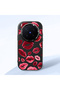 Vivo X300 Pro Compatible Case Camera Protective Black Kiss Patterned Silicone Lover Couple Phone Case