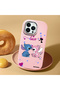 iPhone 13 Pro Max Compatible Case Camera Protector Pink Stitch Pattern Silicone Lover Couple Phone Case - 2