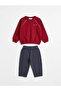 Oversize Front Embroidered Ribbed Boys' Top and Bottom Set - 2
