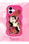 iPhone 16 Compatible Case Camera Protector Red Silicone Couple Phone Case with Cat Design - 2