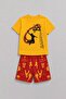 Boys Basketball Printed T-Shirt and Shorts 2-Piece Set – Yellow Red - 6
