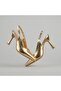 (Flosy) Closed Toe Women's Shoes with Heels Gold - 3