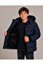 Men's Navy Blue Removable Hooded Water and Windproof Children's Coat and Coat - 3