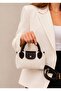 Snap Closure Patterned Mini Hand and Shoulder Bag with Strap