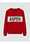 Özmarka New Season Red Crew Neck Printed Knitwear Sweater - 5