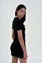 Black Terry Polo Collar Dress - 2