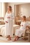 New Season Ecru Muslin Fabric Special Design Short Sleeve 100% Cotton Maternity Nightgown Set with Easy Breastfeeding Feature - 4