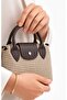 Snap Closure Patterned Mini Hand and Shoulder Bag with Strap