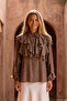 Levidor Ruffle Detail Buttoned Front Shirt 230955 Mink