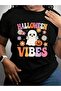 تي شيرت Groovy Vibes Costume Ghost Pumpkin Halloween باللون الأسود - 2