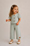 Leather Label Buttoned Linen Khaki Baby Girl Set - 2
