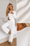 Women's Oversize Long Sleeve Ribbed Fabric Soft Casual– Comfortable Cut Crew Neck Bottom Top Set - 3