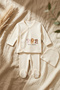 Best Friends Baby Cream Ribana 3-Piece Set - Cotton Double-Breasted Cardigan, Pants with Booties and Beanie Set - 3