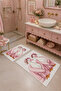 White Pink Bath Mat with Duck Pattern and Bathrobe, Set of 2 - 7