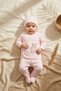 Perfect Baby Pink Ribbed 3-Piece Set - Cotton Double-Breasted Cardigan, Pants with Booties and Beanie Set - 4