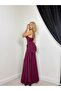 Women's Mürdüm Strappy Square Neck Corset Detailed Draped Slim Fit Maxi Evening Dress - 2