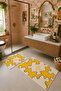 Yellow and White What if It All Works Out Written Bath Mat Set of 2 - 4