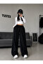 2-Piece Women's Wide-Leg Sweatpants Set (Black and Gray) Oversized Wide-Leg - 4