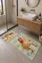 Beige Orange Cat Patterned Non-Slip Base Bath Mat Set of 2 - 2