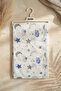 Cloud Patterned Blue Edge Piping Embroidered Cotton Muslin Baby Blanket 90*90 cm