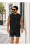 Gym Sport Gym Running Hiking Relax (Striped Shorts and Zero Sleeve Tshirt) Bottom Top Set Cotton Combed - 2