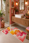 Pink Orange Slow down Written Wave Patterned Bath Mat Set of 2 - 6