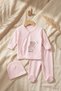 Perfect Baby Pink Ribbed 3-Piece Set - Cotton Double-Breasted Cardigan, Pants with Booties and Beanie Set
