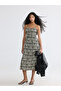 U Neck Patterned Strappy Ruched Dress - 2