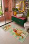 Beige Orange Cat Patterned Non-Slip Base Bath Mat Set of 2 - 8