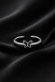 Women's Silver Color 2-Piece Ring Set with Black Butterfly and Stone Design - 4