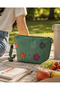Green Insulated Lunch Bag with Floral Leather Details – Reusable Zipper Lunch Tote with Adjustable Strap - 3