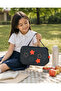 Black Insulated Lunch Bag with Floral Leather Details – Reusable Zipper Lunch Tote with Adjustable Strap - 2