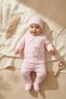 Perfect Baby Pink Ribbed 3-Piece Set - Cotton Double-Breasted Cardigan, Pants with Booties and Beanie Set - 2