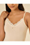 Women Beige Lace Trim Vest - 4