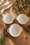 3 Pieces Porcelain Oval Breakfast Appetizer Presentation Plate with Handles 15 cm - 2