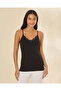 Women Black Lace Trim Vest