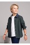 Dark Green Woven Spring Boys' Sports Shirt