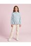 Senior Girls Blue Bow Print Denim Blouse - 2