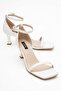 Women's White Single Strap Heeled Sandals