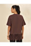 Women Brown Satin Lace Hem Jersey Top - 3