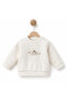 Baby Cotton Lamb Embroidered Ecru Sweatshirt and Pants Set - 6