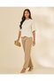 Women Ivory Embroidered Crewneck Blouse - 5