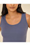 Women Blue Plain Ribbed Vest - 4