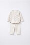 Baby Cotton Lamb Patterned Ecru Top and Pants Set