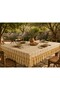 Buldan Linen Tasseled Ruffled Bohemian Tablecloth – Natural-Yellow - 2