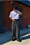 Premium Pleated Striped Model Fabric Trousers - 2