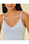 Women Blue Lace Trim Vest - 4