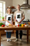 Unisex Kitchen Chef Apron Barbecue Printed Beer Themed Relaxed Cut Neck Strap Pocketed Daily Stylish