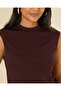 Women Burgundy Sleeveless High Neck Top - 4